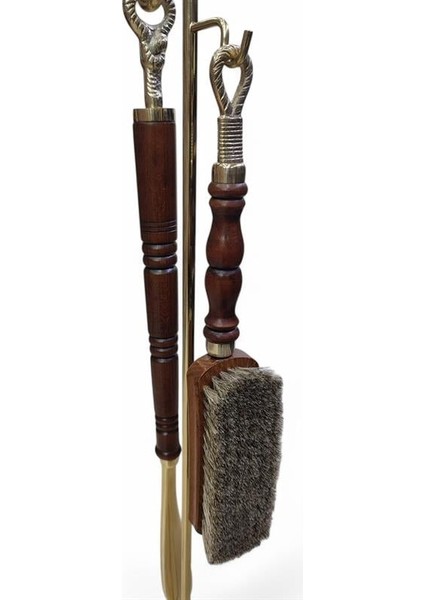 Ayakkabı Çekeceği Ahşap Tutacaklı Fırçalı Set-Bronz fırsatları