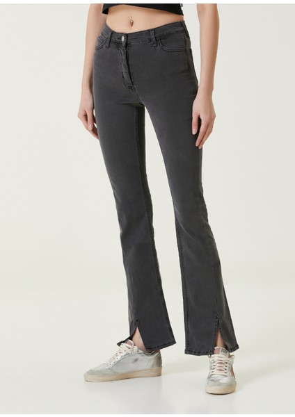 Sharp Gri Boru Paça Kadın Jean Pantolon modelleri