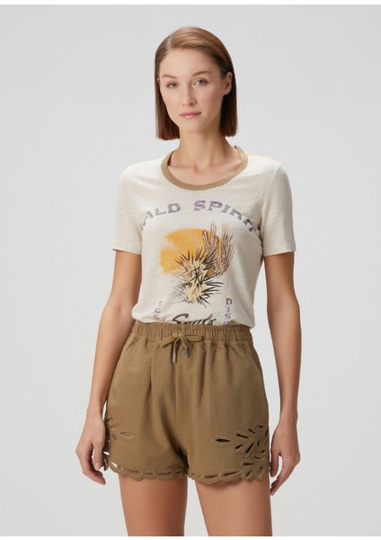 Kiliann Ekru Baskılı T-Shirt