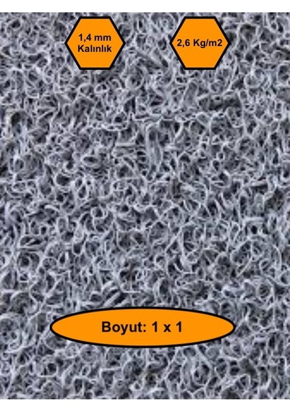 Gri Kıvırcık Plastik Paspas, Dış Mekan Için Paspas, 1x1