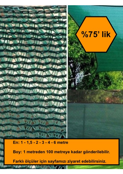 %75 Gölge Oranlı File, Gölgelik, Gergi File, Bahçe Gölgeliği, 1,5X54 Metre