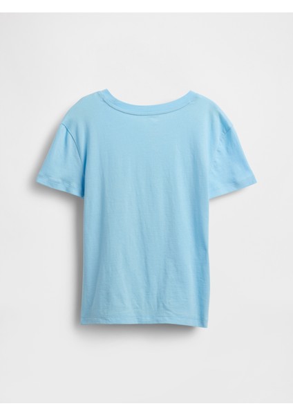 Kız Çocuk Mavi Grafik Baskılı T-Shirt modelleri