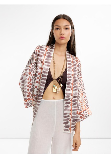 Dokulu Desenli Kimono