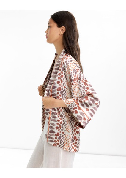 Dokulu Desenli Kimono
