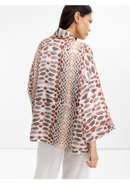 Dokulu Desenli Kimono