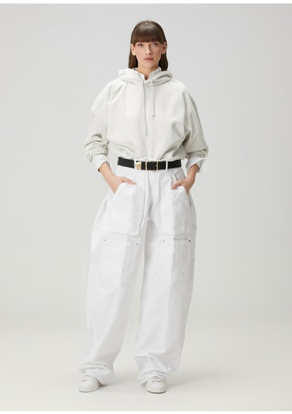 Ladies Wide Leg Beyaz Jean Pantolon