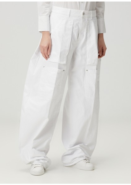 Ladies Wide Leg Beyaz Jean Pantolon