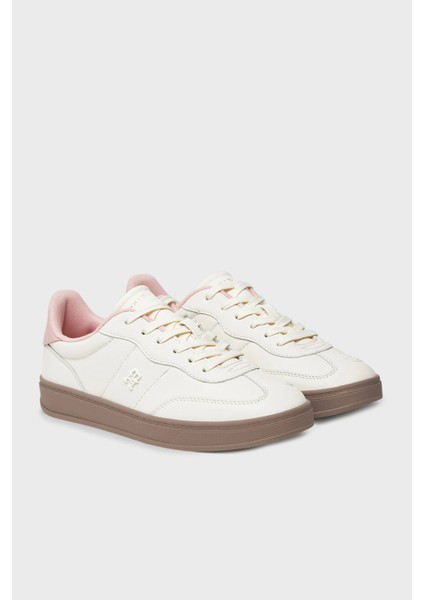 Logolu Deri Sneaker Ayakkabı Bayan Ayakkabı FW0FW08755 Tqn