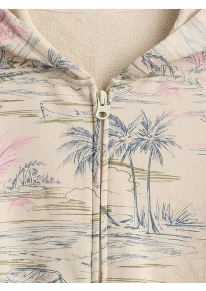 Kız Çocuk Kırık Beyaz Relaxed Crop Fermuarlı Sweatshirt fiyatları