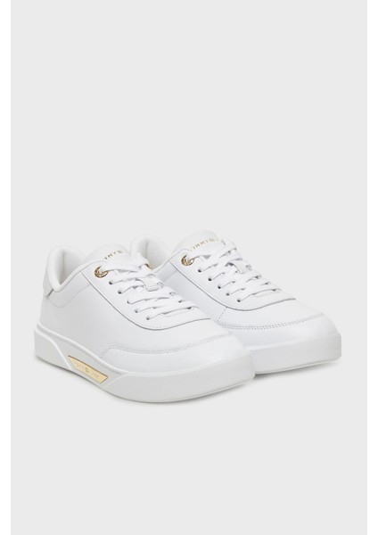 Logolu Deri Sneaker Ayakkabı Bayan Ayakkabı FW0FW08682 Ybs
