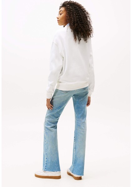 Kadın Relaxed Fit Desenli Bayrak Logolu Sweatshirt - Ekru modelleri