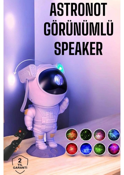 Astronot Bluetooth Hoparlör Gökyüzü Projektör Gece Lambası