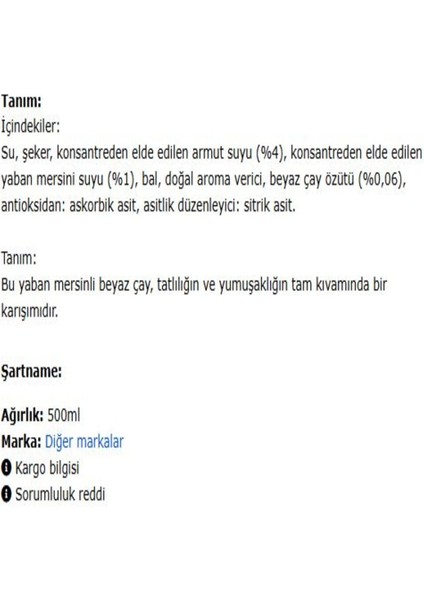 Blueberry White Tea 500 ml - Beyaz Çay 3 Adet