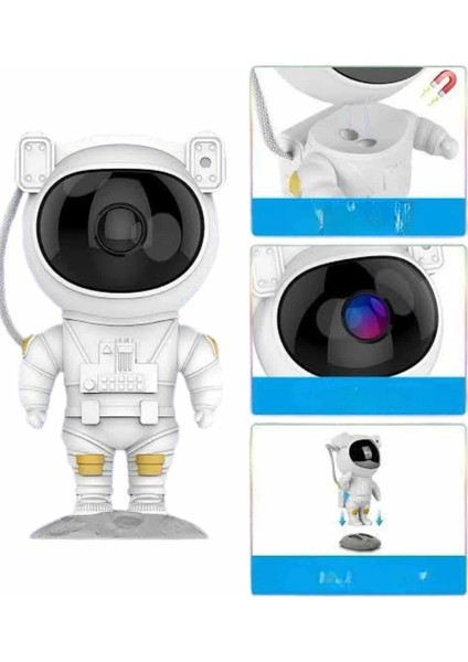 Gece Lambası Astronot Bluetooth Hoparlörlü Galaksi Işık Projektörü