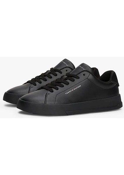 Erkek Pebble Grain Court Sneakers - Siyah