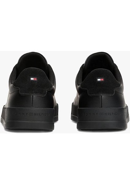 Erkek Pebble Grain Court Sneakers - Siyah fırsatları