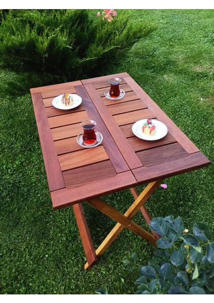 Ahşap 60X80 Iroko Mini Yemek Masası