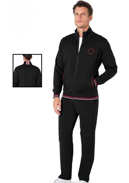 Erkek Regular Fit Pamuklu Fermuarlı Çizgi Detay Likralı Eşofman Takımı fiyatları