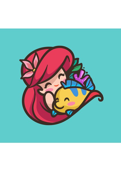 Küçük Deniz Kızı, Ariel ve Pisi Bulması - Anahtarlık, Aksesuar, Disney Prenses (Sadece Plastik Aparattır) 3D