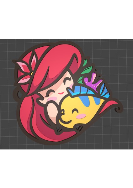 Küçük Deniz Kızı, Ariel ve Pisi Bulması - Anahtarlık, Aksesuar, Disney Prenses (Sadece Plastik Aparattır) 3D modelleri