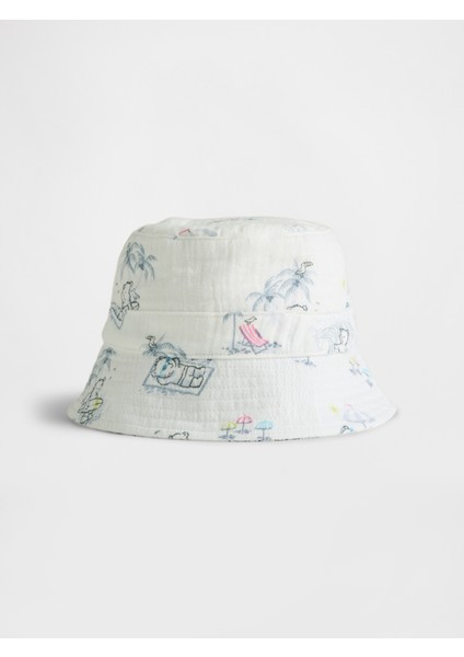 Bebek Beyaz Bucket Şapka