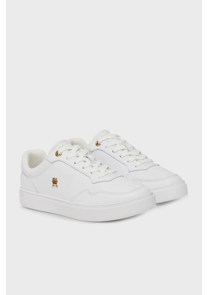 Logolu Deri Sneaker Ayakkabı Bayan Ayakkabı FW0FW08758 0ht fiyatları