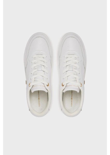 Logolu Deri Sneaker Ayakkabı Bayan Ayakkabı FW0FW08758 0ht modelleri