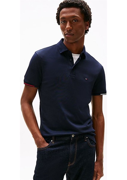 Erkek Interlock Flagcuff Polo T-Shirt - Lacivert