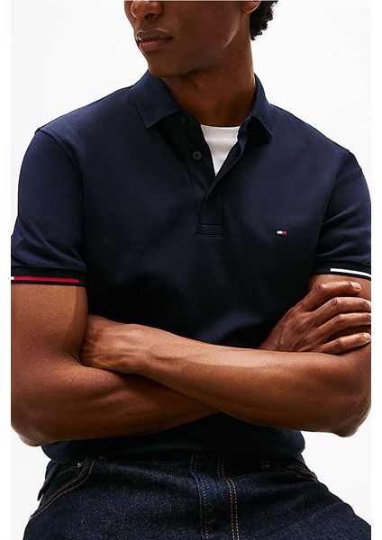 Erkek Interlock Flagcuff Polo T-Shirt - Lacivert fırsatları