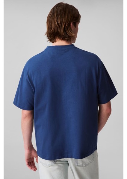 Erkek Center Chain Stitch T-Shirt - Mavi fiyatları