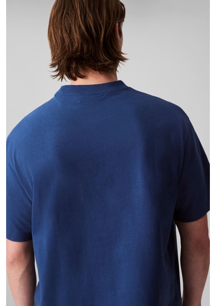 Erkek Center Chain Stitch T-Shirt - Mavi indirimleri