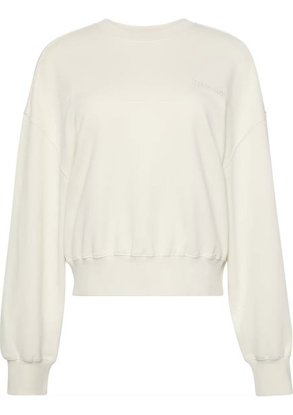 Kadın A - Logo Emb French Terry Sweatshirt - Beyaz