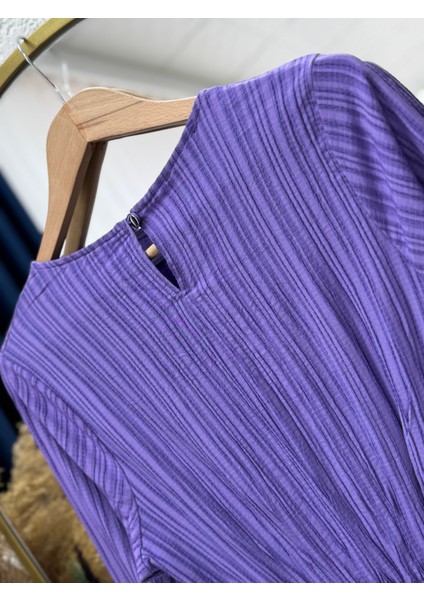 Miretta Yelekli Beli Lastikli Nada ELBISE-Çİ510 Lila