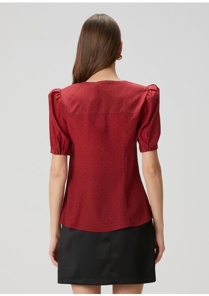 Bordo Puantiyeli Ipek Bluz fırsatları