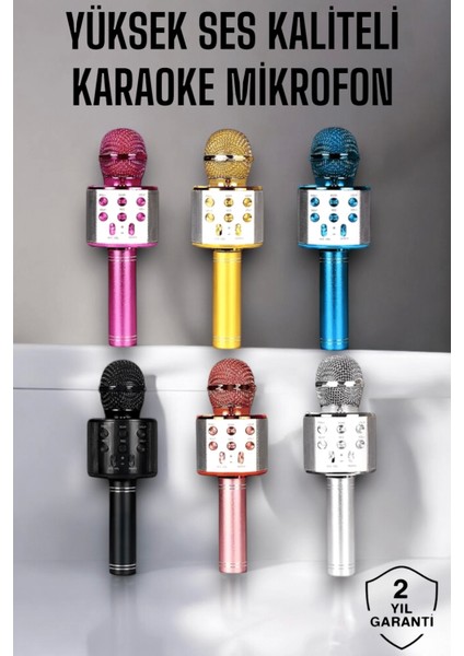 Kablosuz Bluetooth Karaoke Mikrofon USB ve Aux Girişli, Yüksek Ses Kalitesi