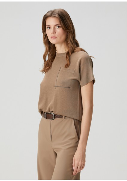 Kahverengi Keten T-Shirt