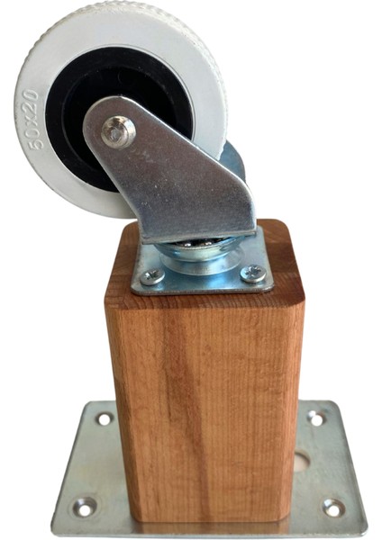 Kale Ahşap Tekerli Ayak Mobilya Masa ve Dolap Tekerli AYAĞI(FRENSİZ)(12CM-15CM)(KAYIN/GÜRGEN Ağacı) modelleri