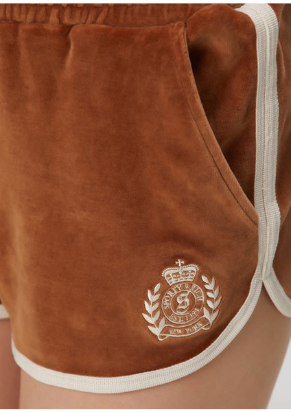 Ny Crest Velour Kahverengi Şort