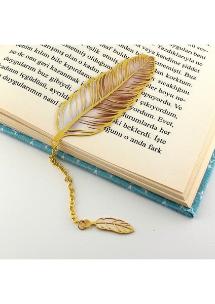 Krem Kuş Tüyü Hokka Okuyucu Vintage Metal Ayraç Kitap Ayracı Zincirli AY033 fiyatları