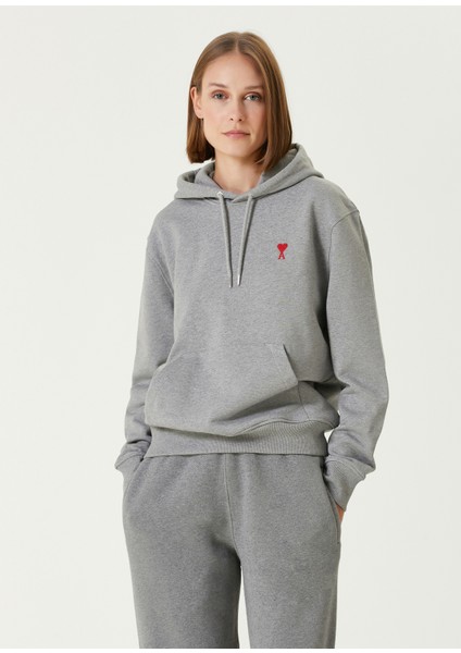 Gri Kapüşonlu Sweatshirt