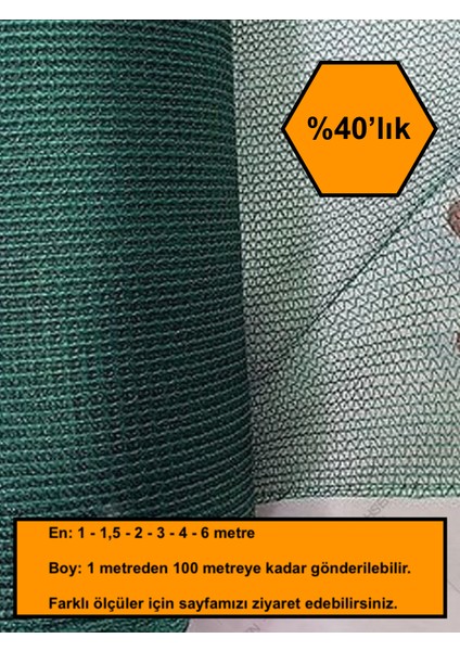 %40 Gölge Oranlı File, Gölgelik, Gergi File, Bahçe Gölgeliği 6X20 Metre