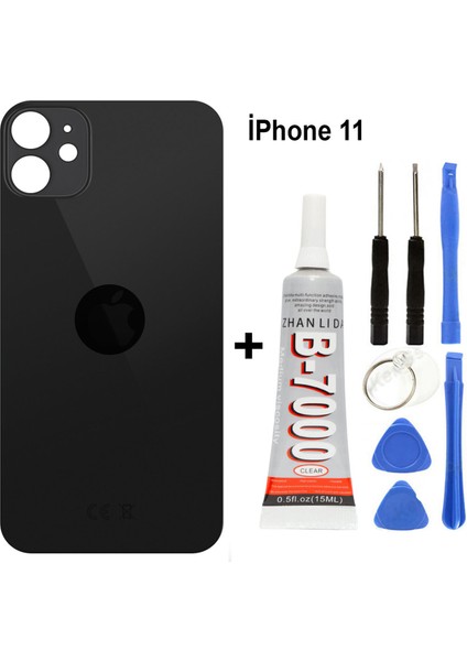 Iphone 11 Uyumlu Siyah Arka Pil Kapağı Batarya Kapağı Yapışkan Hediyeli