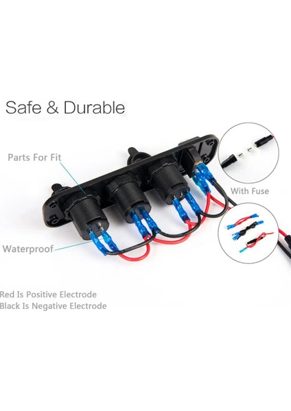 4'ü 1 Arada Dijital Voltmetre 12V Güç Soketi USB Güç Şarj Adaptörü (Yurt Dışından) modelleri