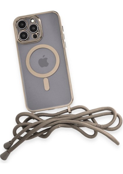 iPhone 12 Pro Max Kılıf Divo Lazer Askılı Magsafe Kapak - Gold - NFND3530-1451