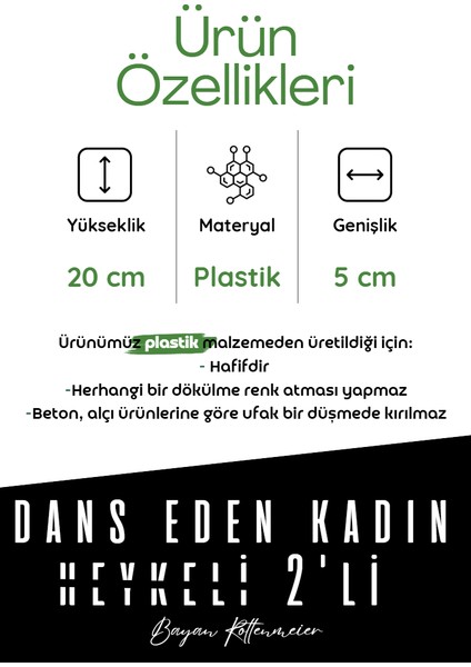 Dans Eden Kadın 2'li Dekoratif Biblo Obje Aksesuar (20X5 Cm) fiyatları
