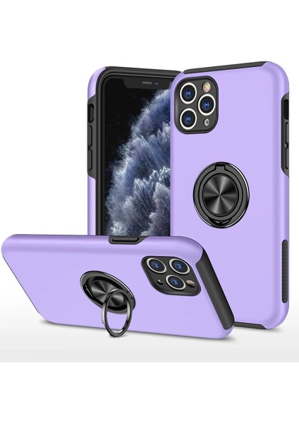iPhone 11 Pro Kılıf Elit Yüzüklü Kapak - Mor - NFND4080-4750