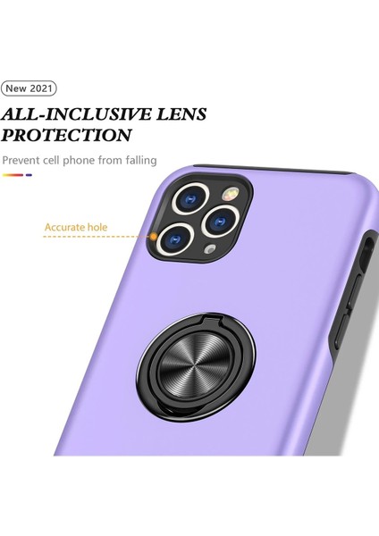 iPhone 11 Pro Kılıf Elit Yüzüklü Kapak - Mor - NFND4080-4750
