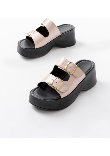 24414-574 Bej Rugan Tokalı Dolgu Topuk Kadın Terlik indirimleri