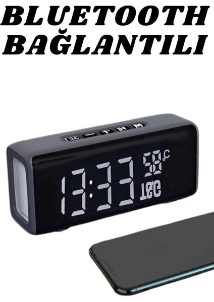 Bluetooth Hoparlör Speaker Saat Göstergeli Uzun Pil Ömrü Taşınabilir
