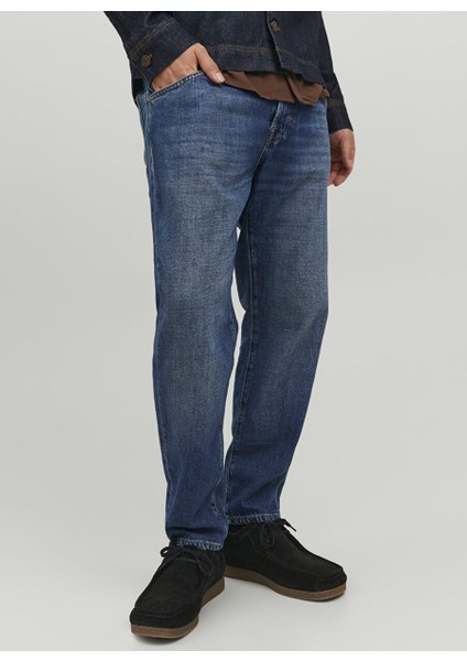 12229858_JJIFRANK Jjleen Aa 170 Mavi Erkek Yüksek Bel Cropped Fit Denim Pantolon indirimleri